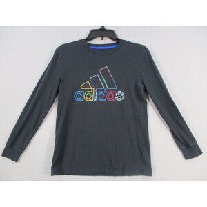 Adidas Youth Long Sleeve T-Shirt M 10/12 Gray With Rainbow Logo